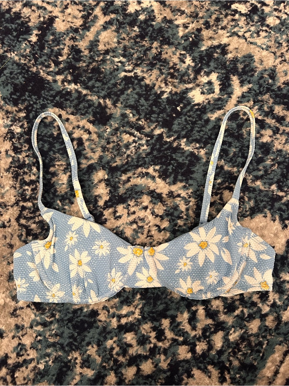 Floral blue bikini top